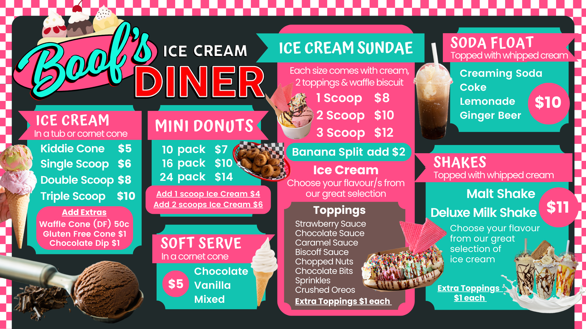 Ice Cream, Shake & Soda Float Menu