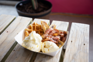 Bacon & Banana Waffles with Ice Cream