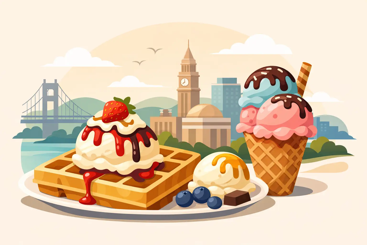 Waffles and Ice Cream Hamilton Craves